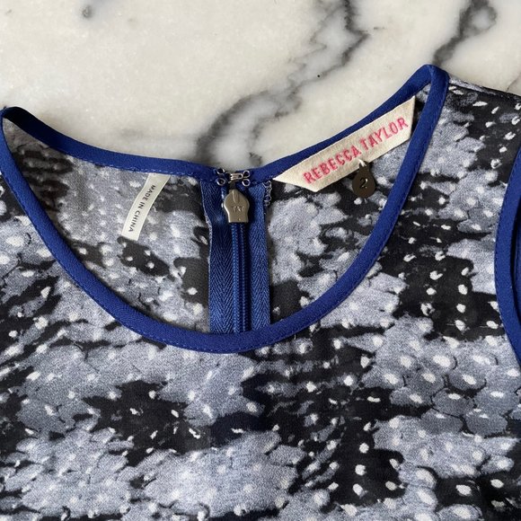 Rebecca Taylor Mixed Pattern Print Dress with Pleated Skirt - Picture 7 of 16